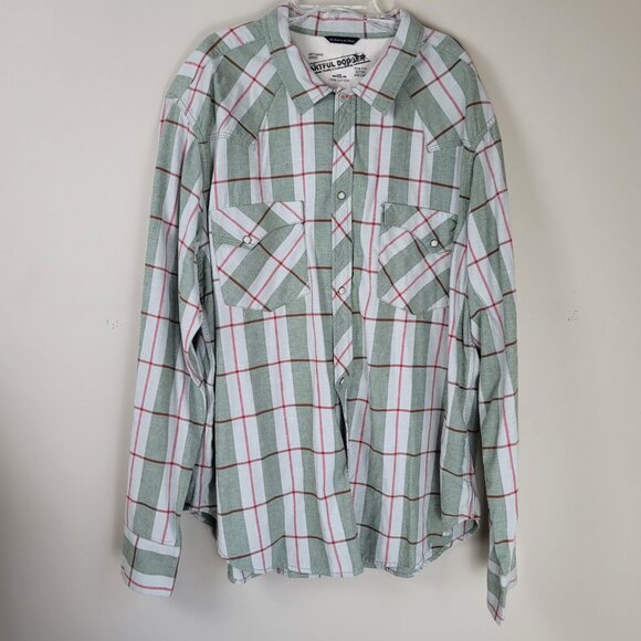 Artful Dodger Men Snap Button Long Sleeve Plaid Shirt Size 4XL - Picture 2 of 12
